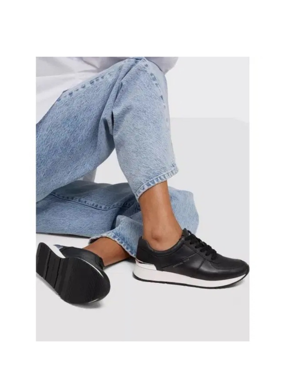 Michael Kors Allie Black Leather Platform Sneaker